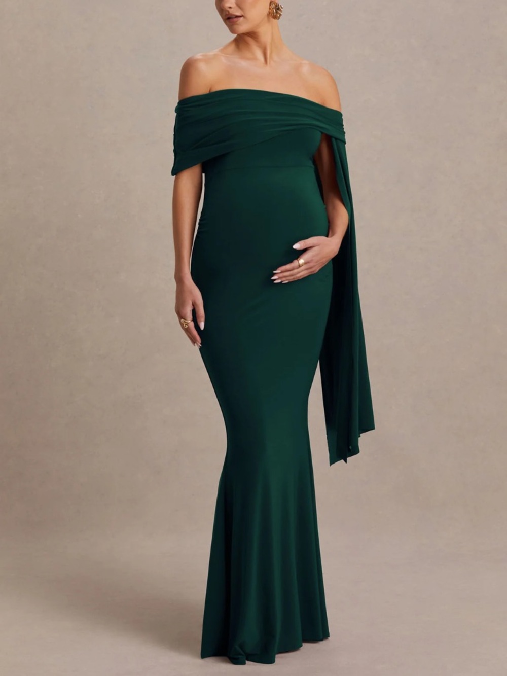 Off-Shoulder Emerald Green Maternity Gown Club L London Aquila